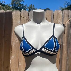 TRIANGL FARRAH - HOTEL CALIFORNIA bikini top Crochet + Neoprene Navy Blue SZ M